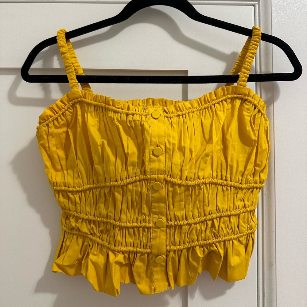 Yellow Gold Scrunch Tank Top J. Crew XXS